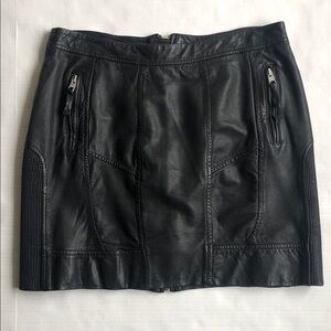 All Saints Black Leather Biker Mini Skirt Size 10
